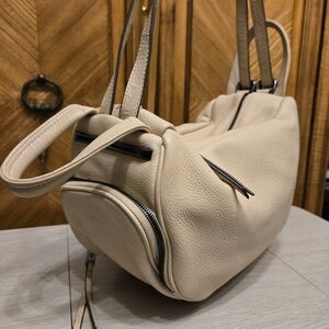 Philo Cream Leather Convertible  Backpack